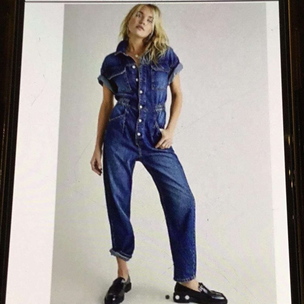 Free People MarciCoverall Denim  Jumpsuit